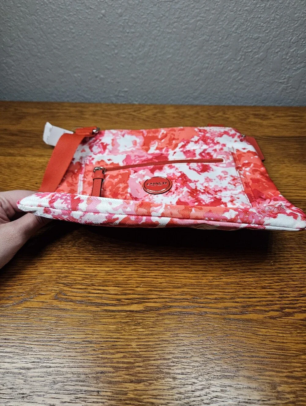 Coach Crossbody Bag in Pink and Red Abstract Print